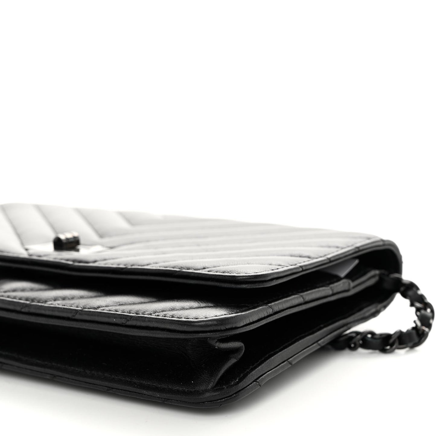 Aged Calfskin Chevron Quilted Reissue Wallet On Chain WOC So Black