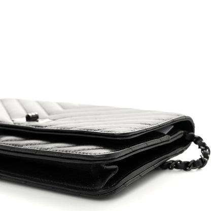 Chanel Aged Calfskin Chevron Quilted Reissue Wallet On Chain WOC So Black 10 of 10
