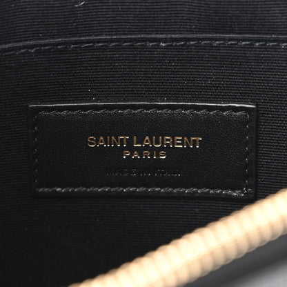 Saint Laurent Calfskin Crocodile Embossed Tiny Monogram Zipped Tablet Holder Black 5 of 9