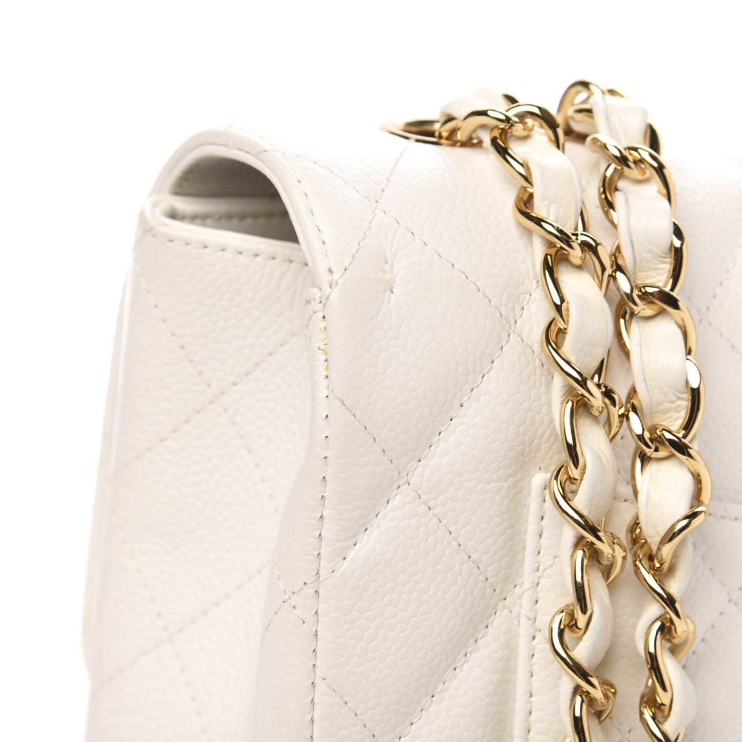 Caviar Quilted Jumbo Single Flap White
