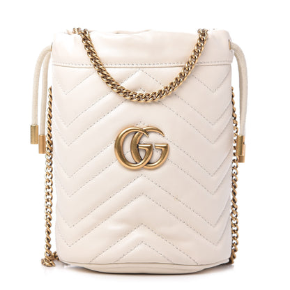 Gucci Calfskin Matelasse Mini GG Marmont 2.0 Bucket Bag White 1 of 10