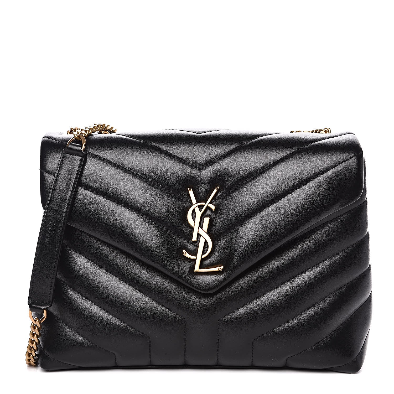Saint Laurent Calfskin Y Quilted Monogram Small Loulou Chain Satchel Black 1 of 9