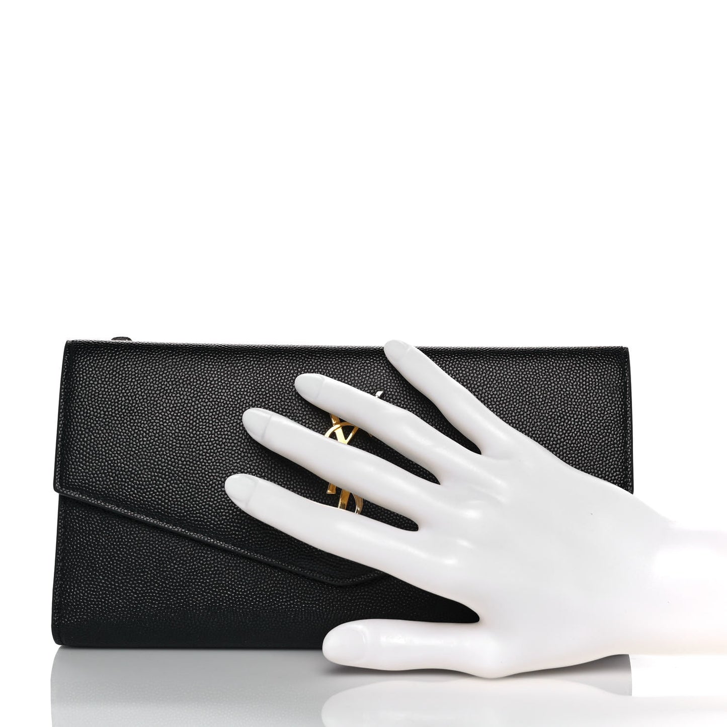 Grain De Poudre Embossed Monogram Uptown Large Wallet Black