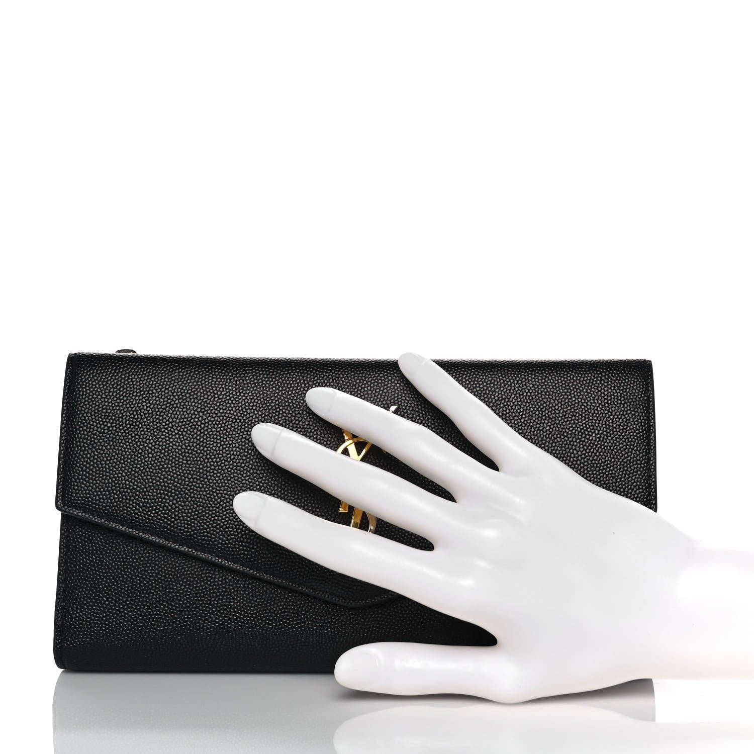 Saint Laurent Grain De Poudre Embossed Monogram Uptown Large Wallet Black 2 of 10
