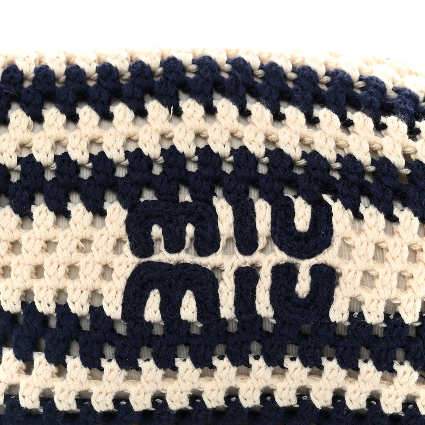 Fabric Crochet Pouch Blue White