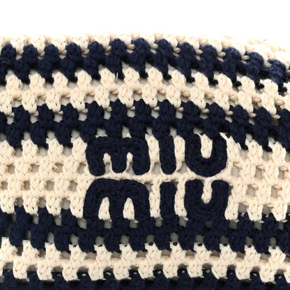 Miu Miu Fabric Crochet Pouch Blue White 6 of 9