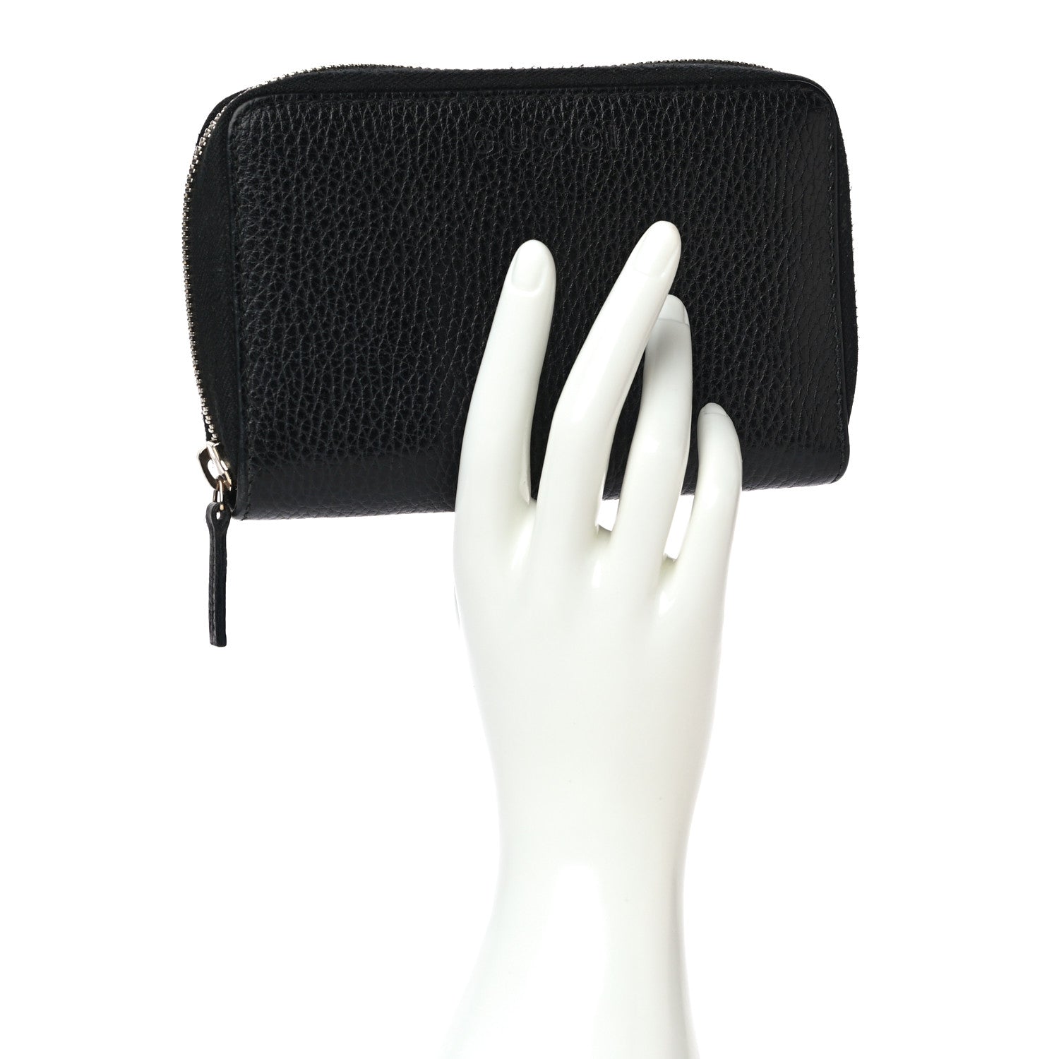 Gucci Pebbled Calfskin Zip Around Wallet Black 2 of 15