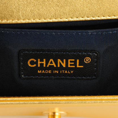 Chanel Metallic Lambskin Embossed Small Cube Boy Flap Gold 6 of 9