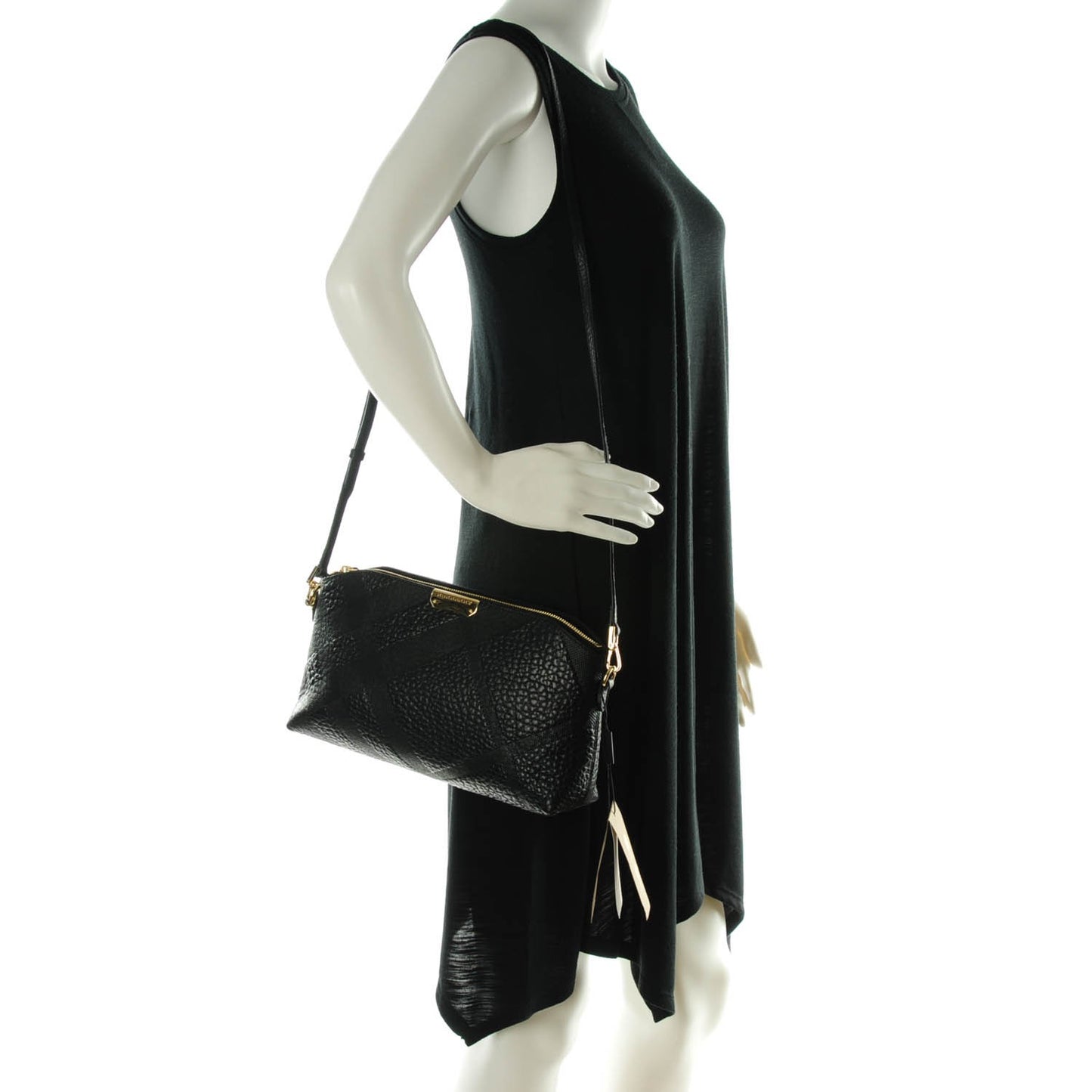 Signature Grain Calfskin Check Embossed Small Chichester Crossbody Clutch Bag Black