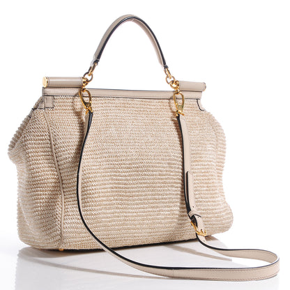 Dolce & Gabbana Straw Crochet Large Miss Sicily Satchel Ivory 3 of 8