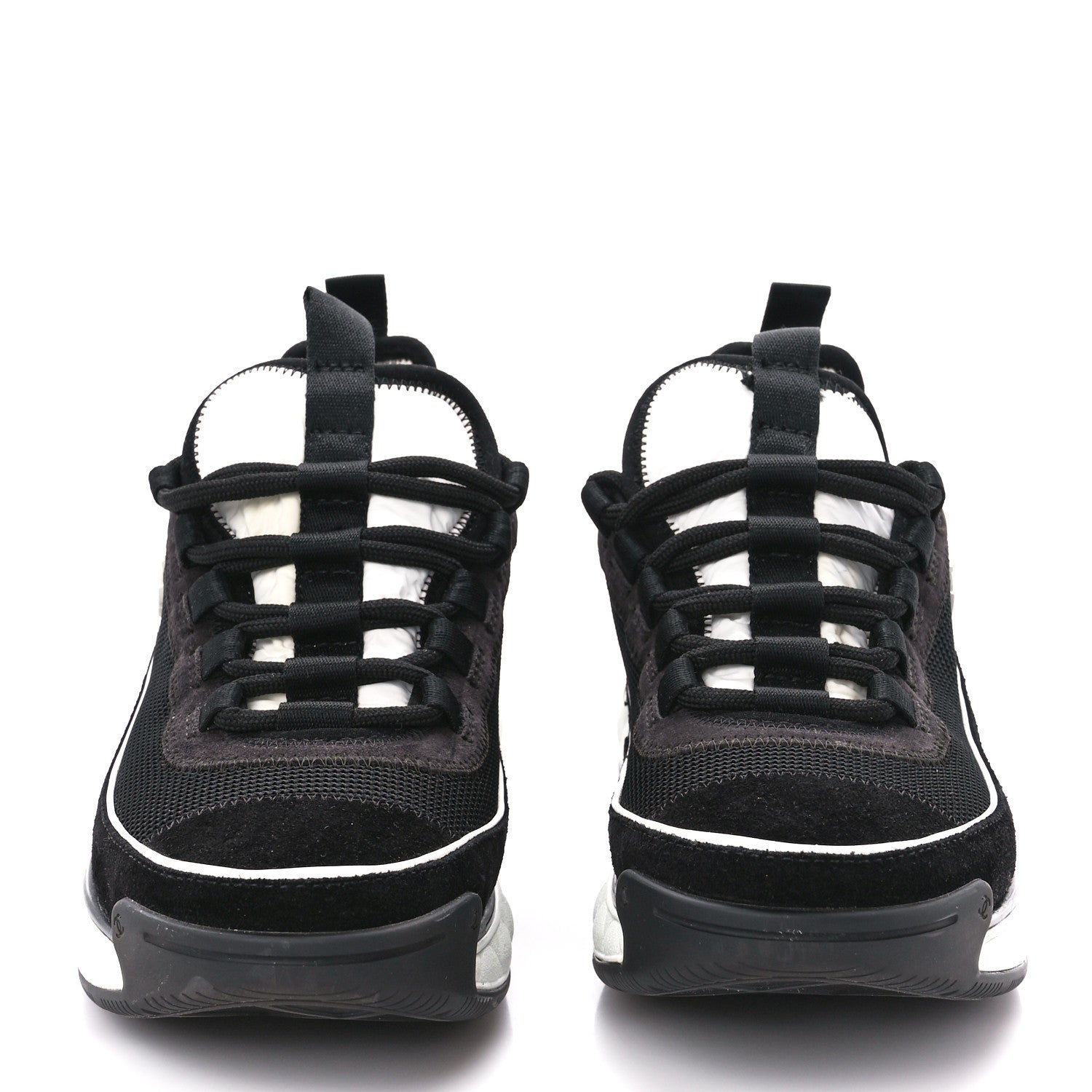 Chanel Fabric Suede CC Sneakers 38 Black Dark Grey 2 of 10