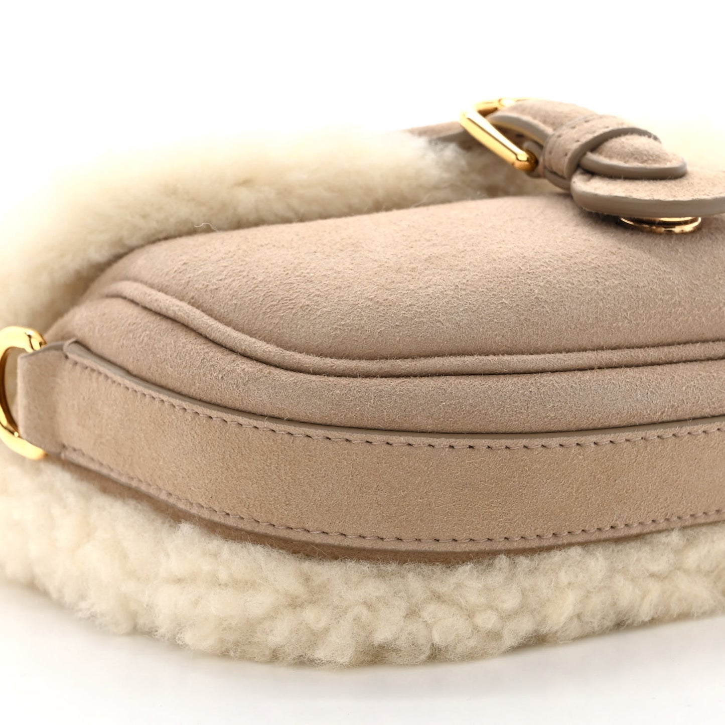 Suede Shearling Medium Bobby Flap Beige
