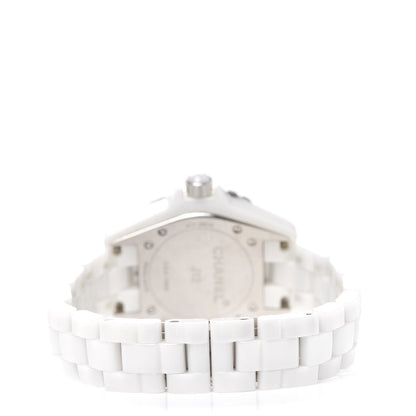 Chanel Stainless Steel Ceramic Diamond 33mm J12 Quartz Watch White 3 of 6