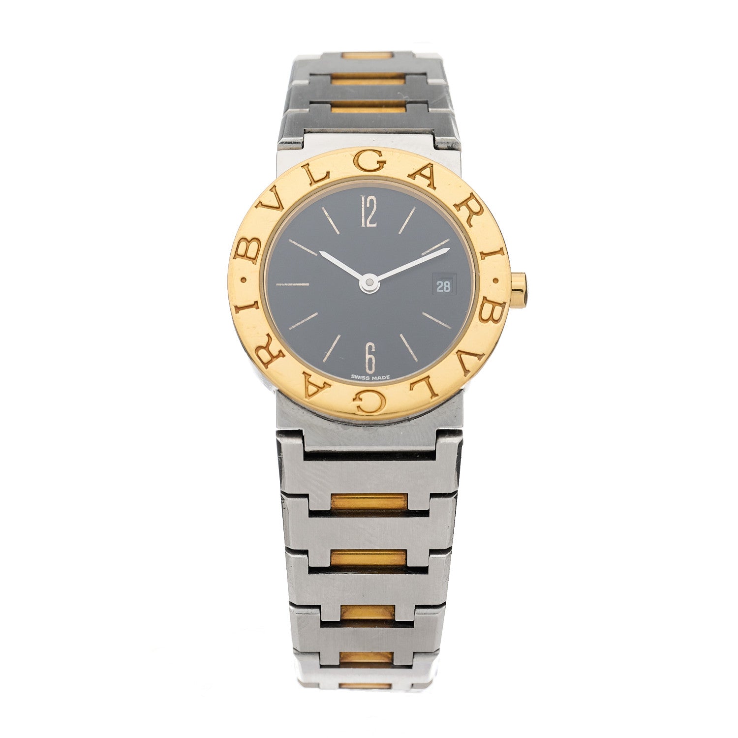Bulgari Stainless Steel 18K Yellow Gold 26mm Quartz Watch Black 1 of 4