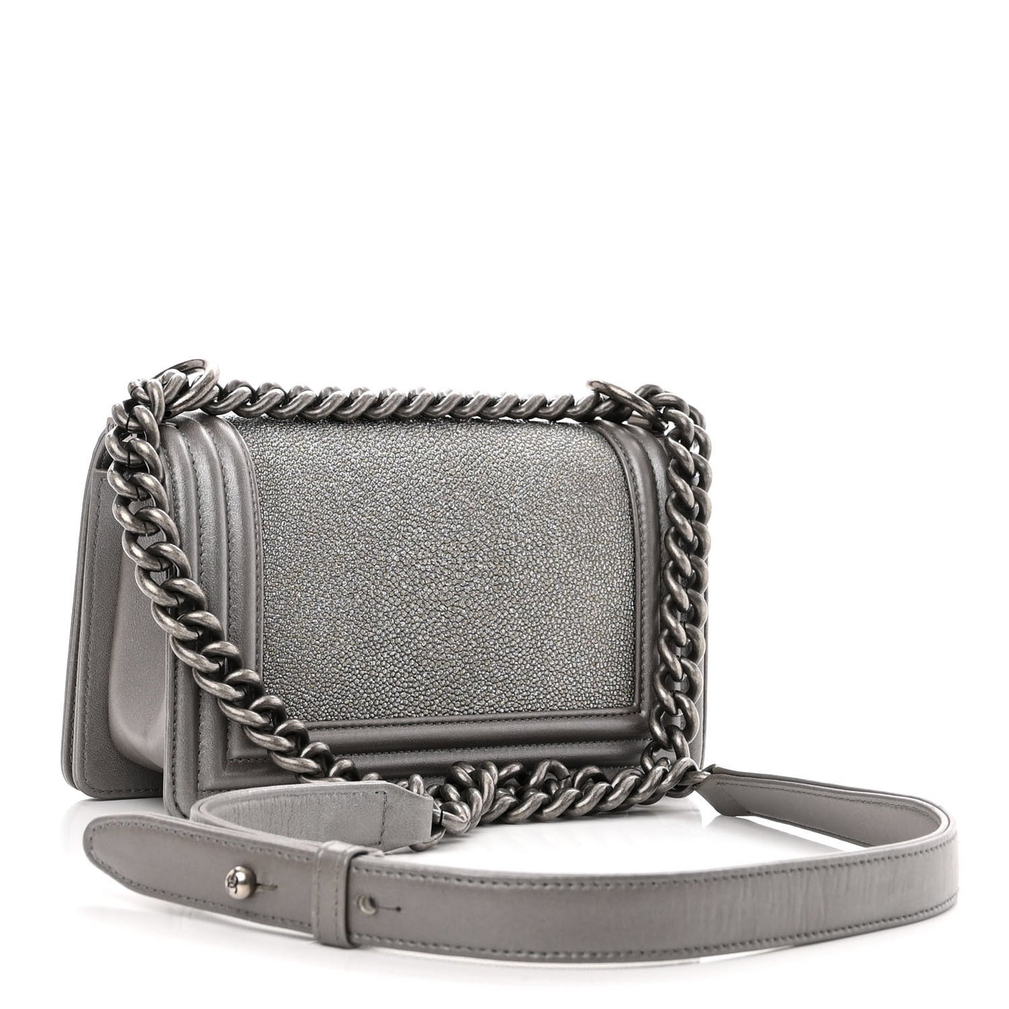 Galuchat Stingray Small Boy Flap Silver