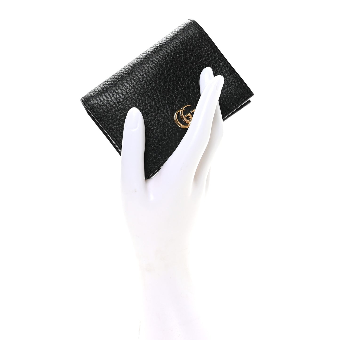 Pebbled Calfskin GG Marmont Card Case Black
