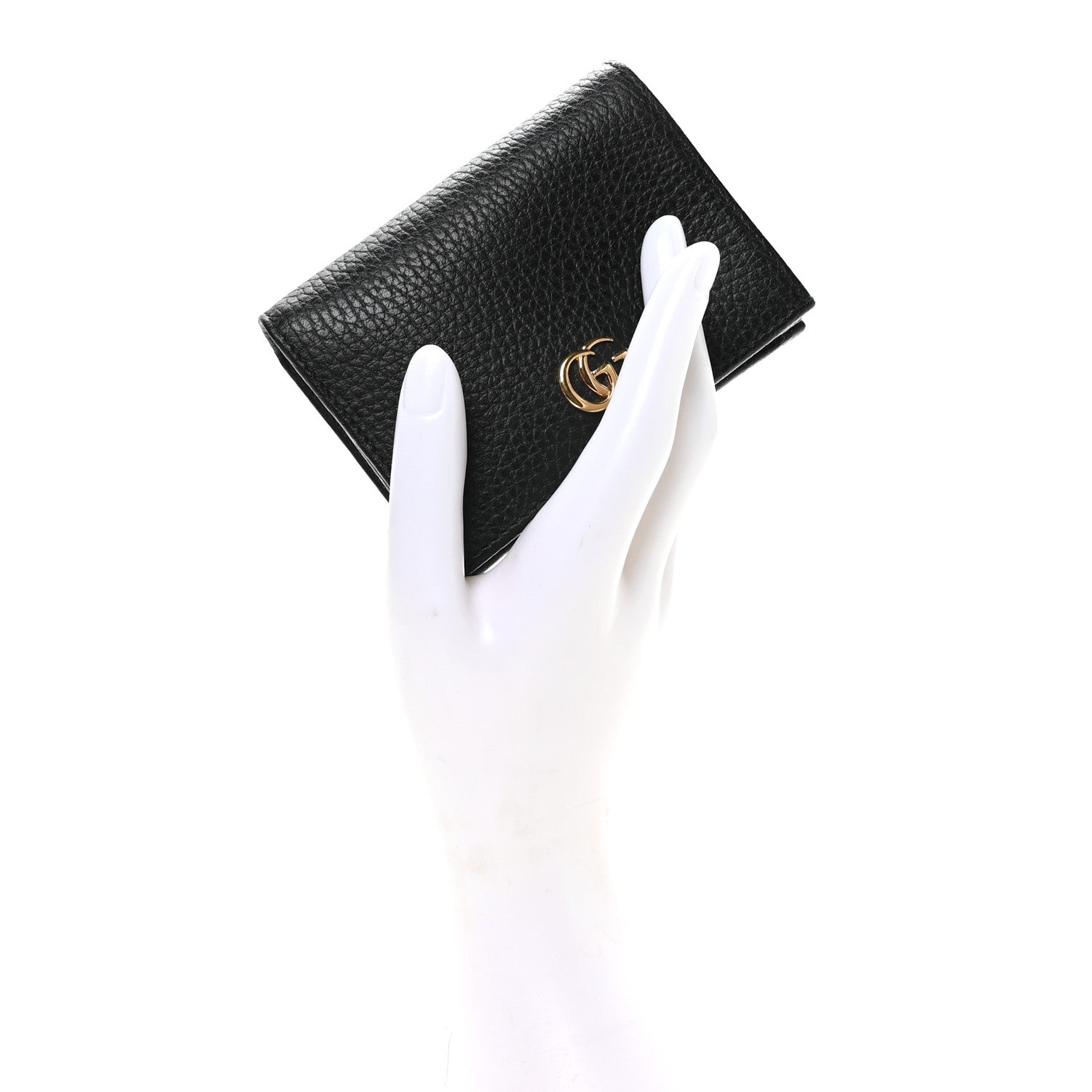Gucci Pebbled Calfskin GG Marmont Card Case Black 2 of 8