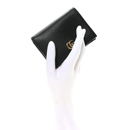 Gucci Pebbled Calfskin GG Marmont Card Case Black 2 of 8