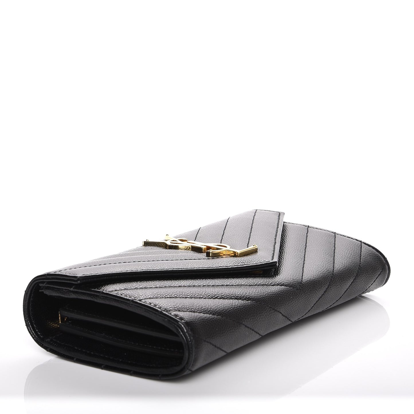 Grain De Poudre Matelasse Chevron Monogram Flap Wallet Black