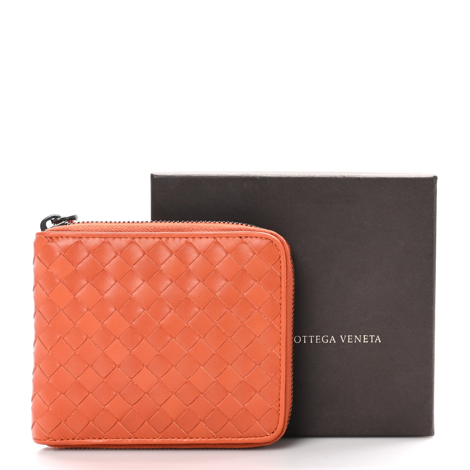 Bottega Veneta Nappa Intrecciato Zip Around Compact Wallet Brique 9 of 9