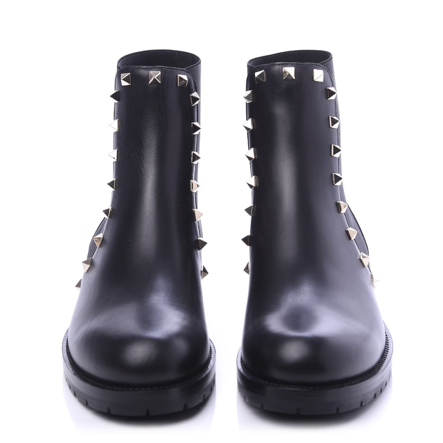 Calfskin Rockstud Beatle Chelsea 20mm Ankle Boots 40 Black