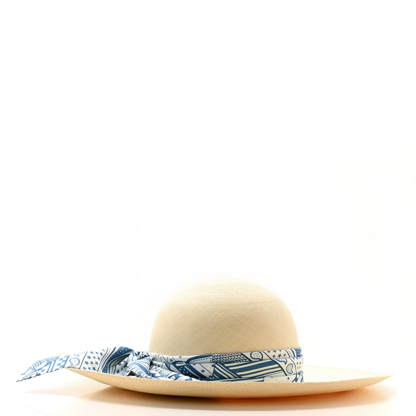 Straw Ingrid Zigzag Panama Hat 56 Naturel Bleu Jean