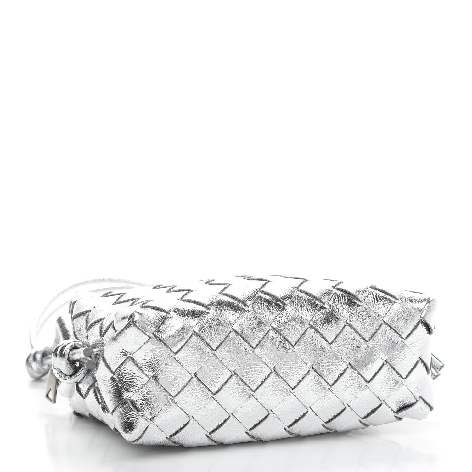 Bottega Veneta Metallic Calfskin Intrecciato Mini Loop Camera Bag Silver 4 of 8