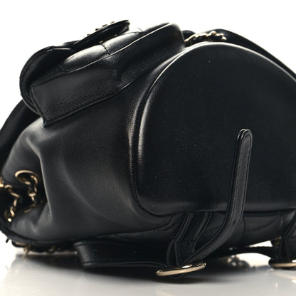 Chanel Calfskin Quilted Mini Duma Pockets Drawstring Backpack Black 9 of 10