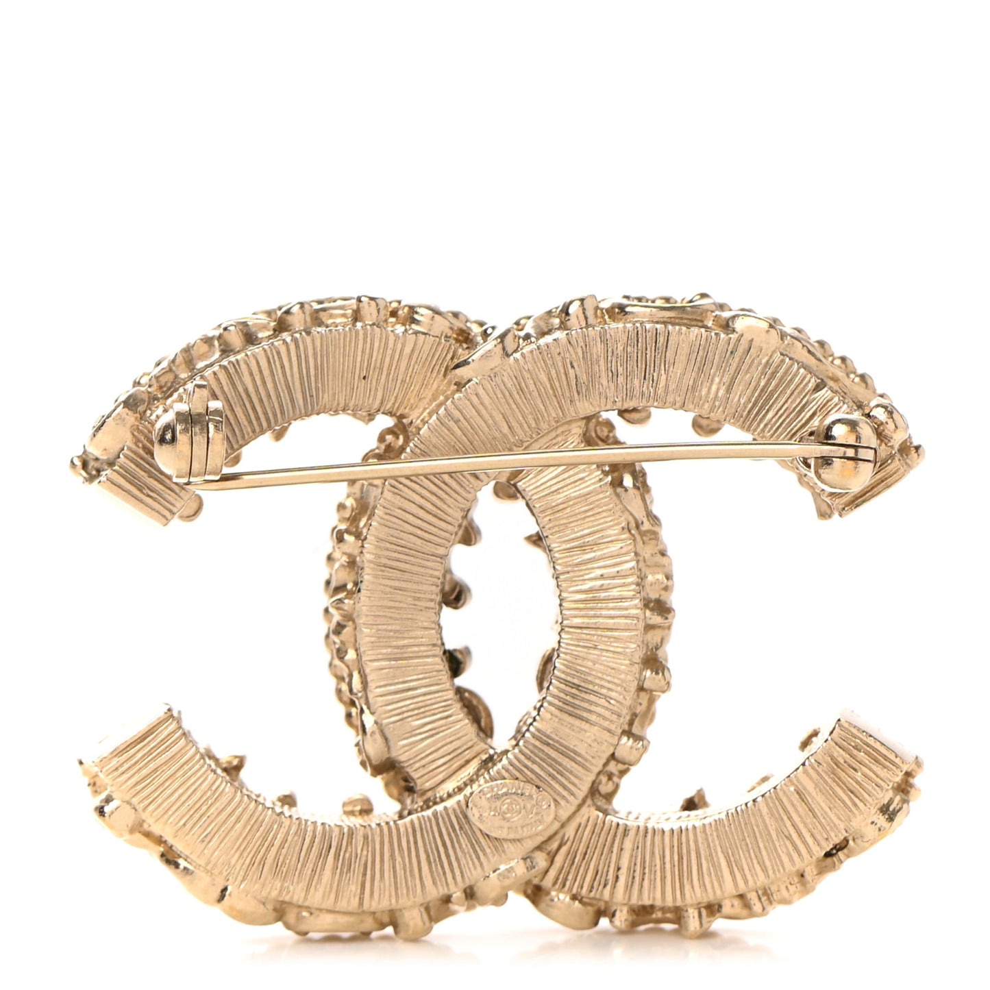 Enamel CC Baroque Brooch Black Gold
