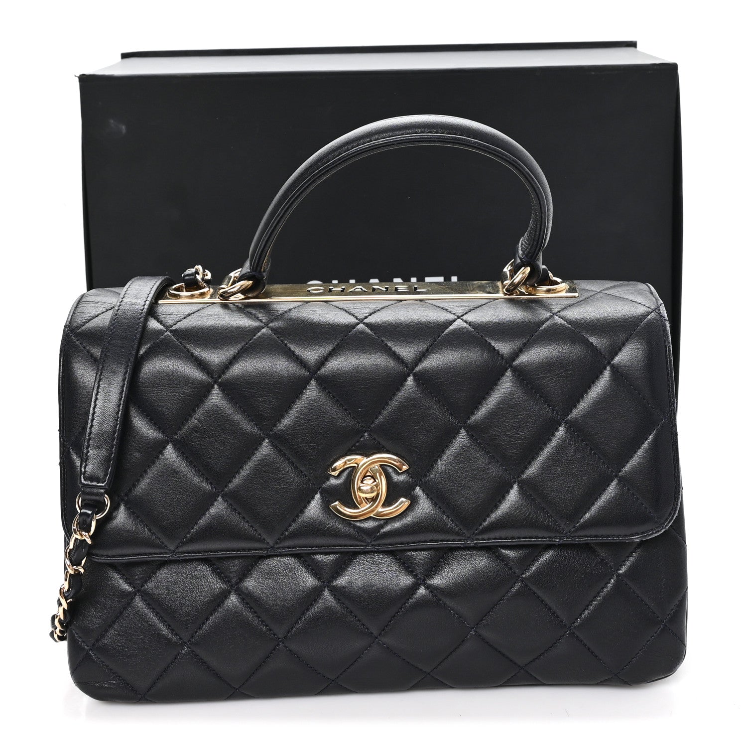 Chanel Lambskin Quilted Medium Trendy CC Flap Dual Handle Bag Black 12 of 13