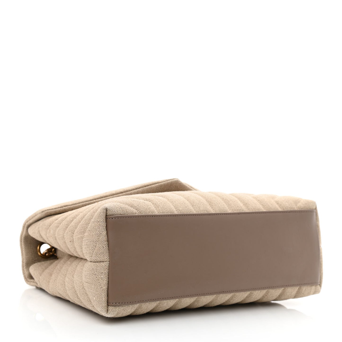 Linen Y Quilted Monogram Medium Loulou Chain Satchel Natural Taupe