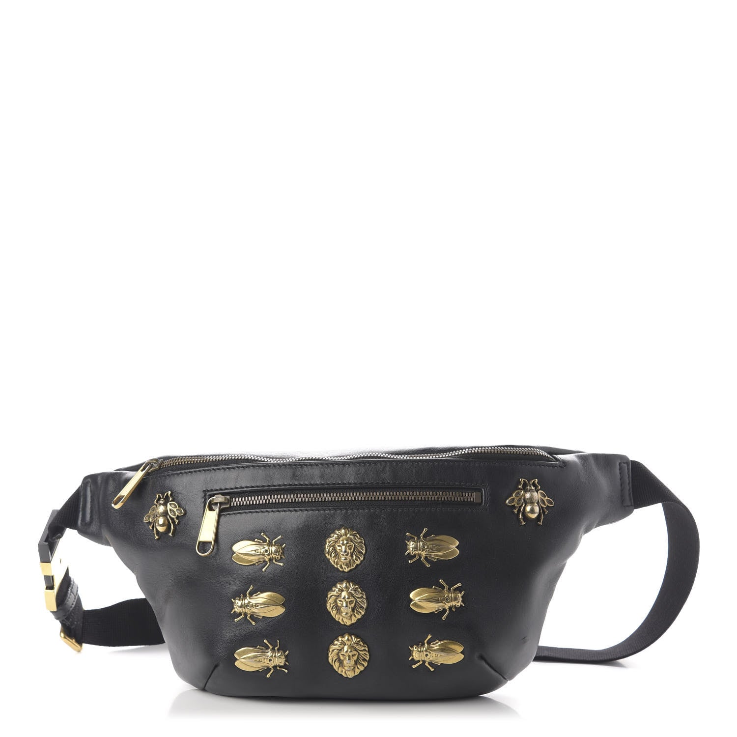Gucci Calfskin Animal Studs Belt Bag Black 1 of 10
