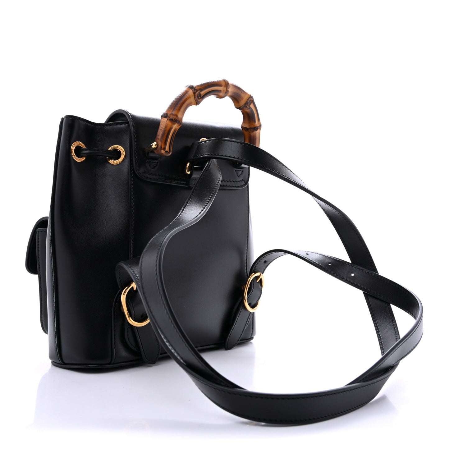 Calfskin Bamboo Backpack Black