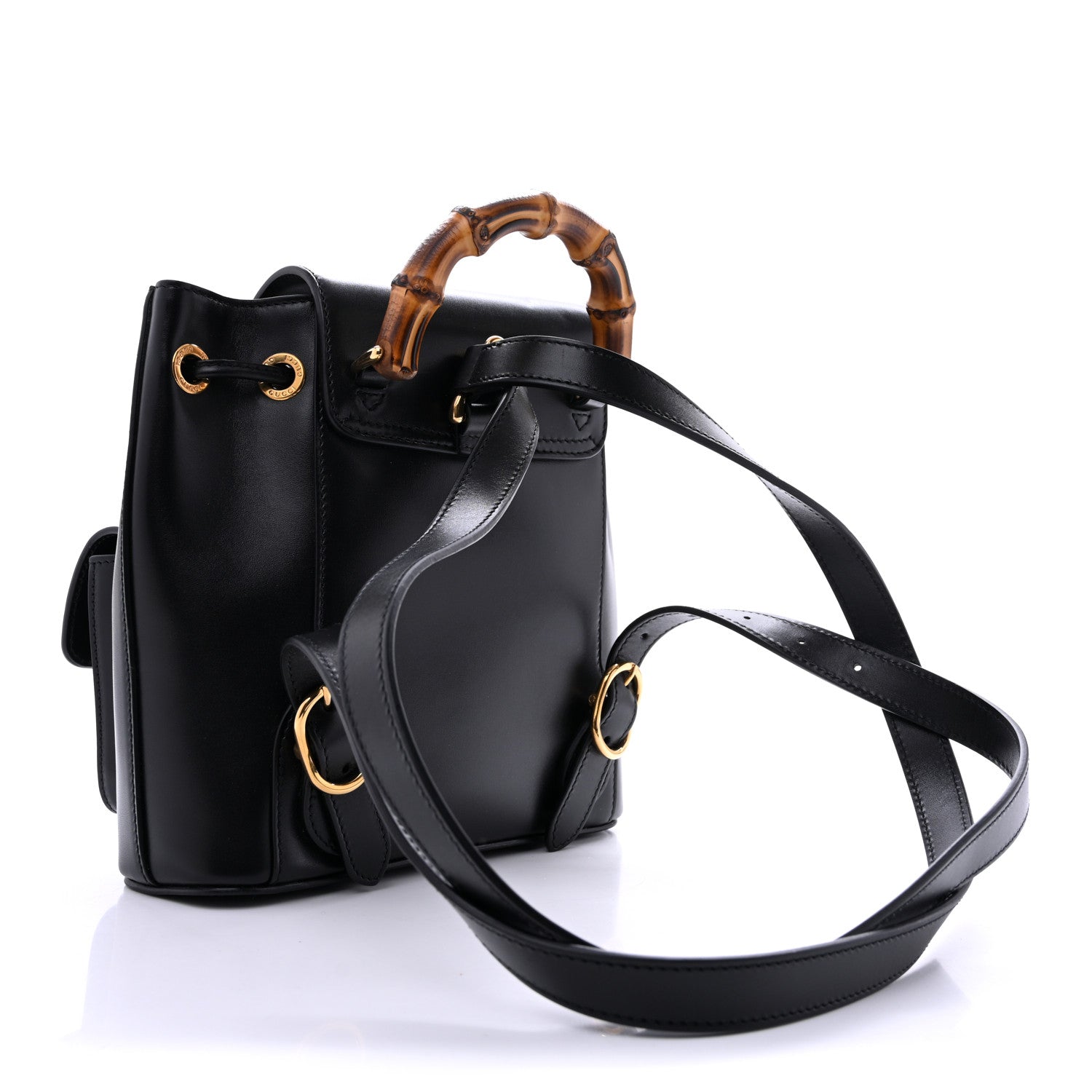 Gucci Calfskin Bamboo Backpack Black 2 of 10