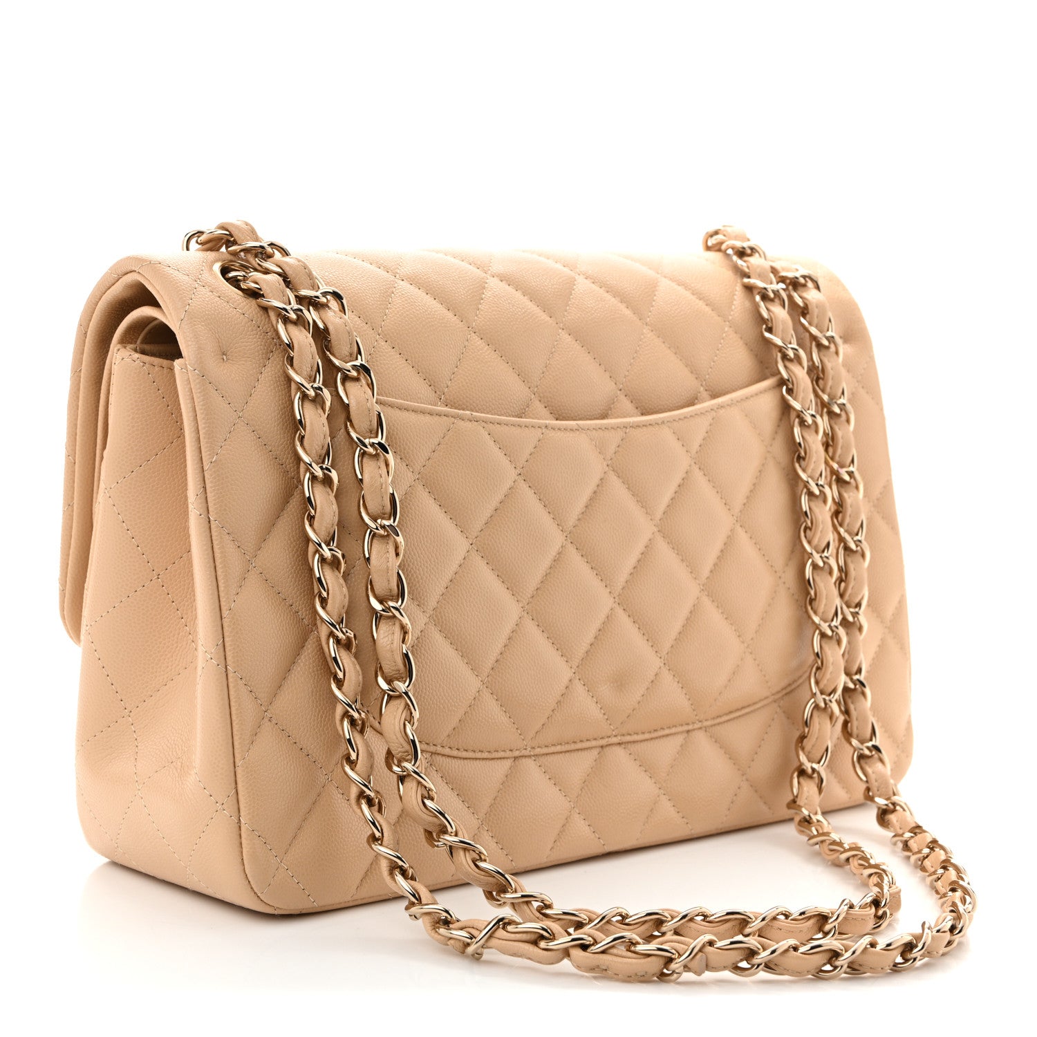 Chanel Caviar Quilted Jumbo Double Flap Light Beige 3 of 10