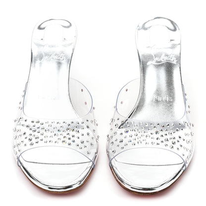 Christian Louboutin PVC Crystal Degramule Strass 85 Mules 37.5 Silver 3 of 10