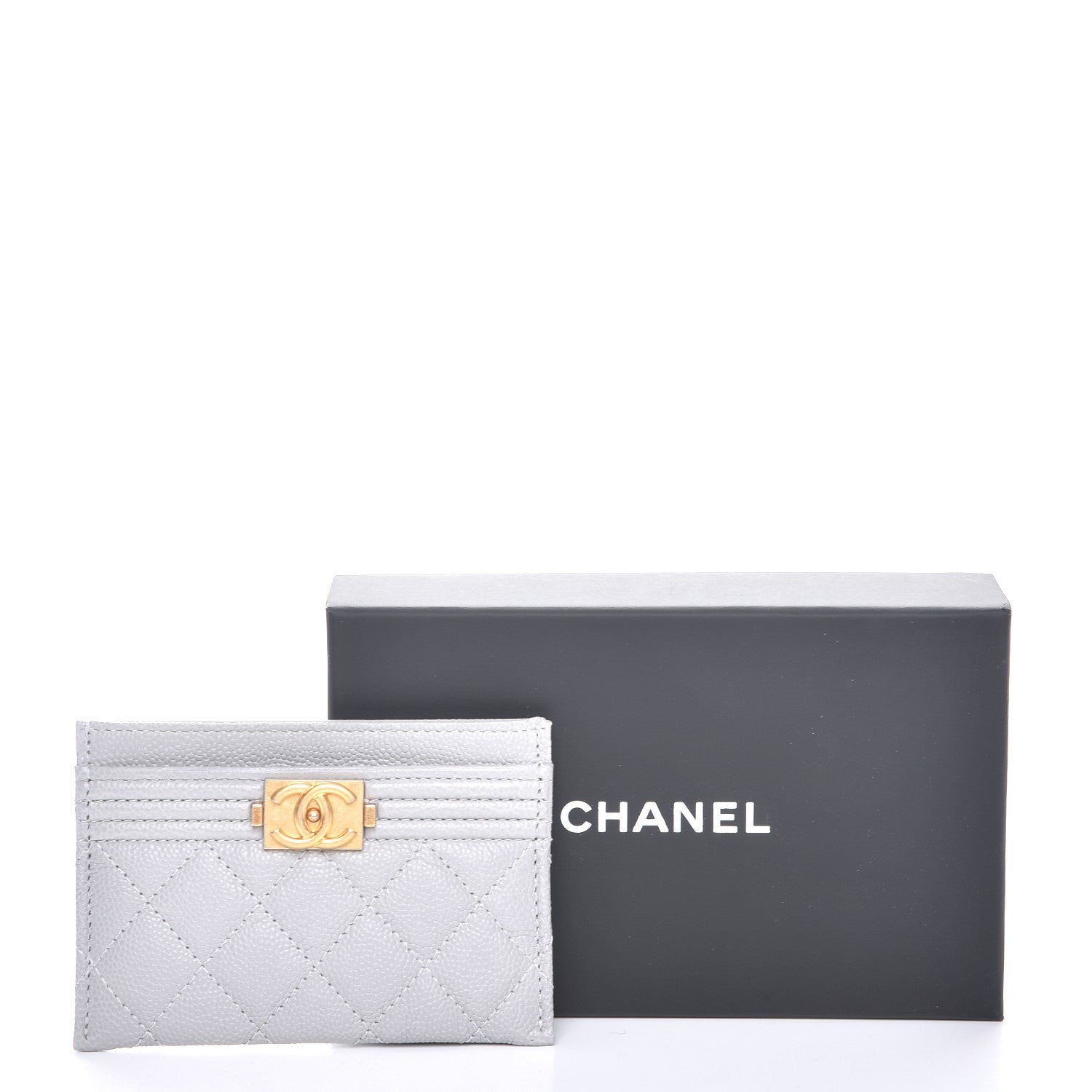 Chanel Caviar Quilted Boy Card Holder Grey 9 of 9