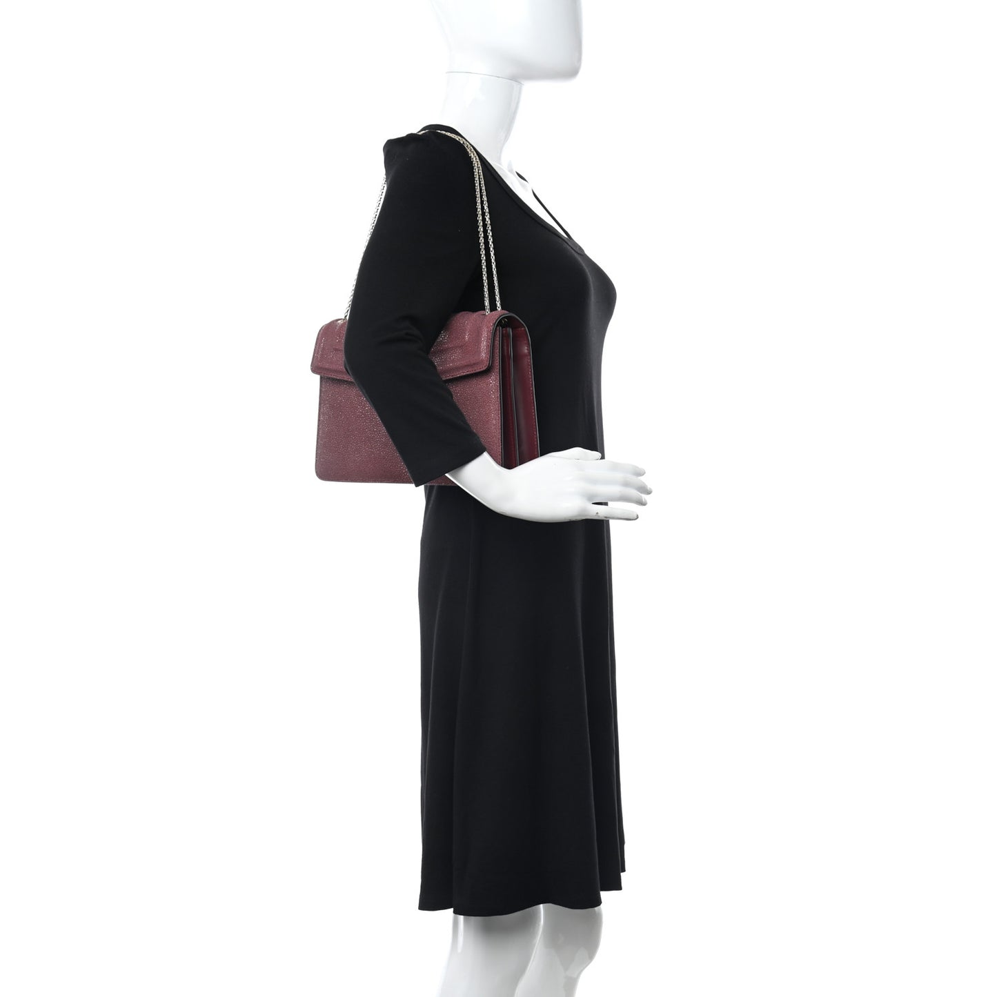 Calfskin Galuchat Serpenti Forever Shoulder Bag Plum