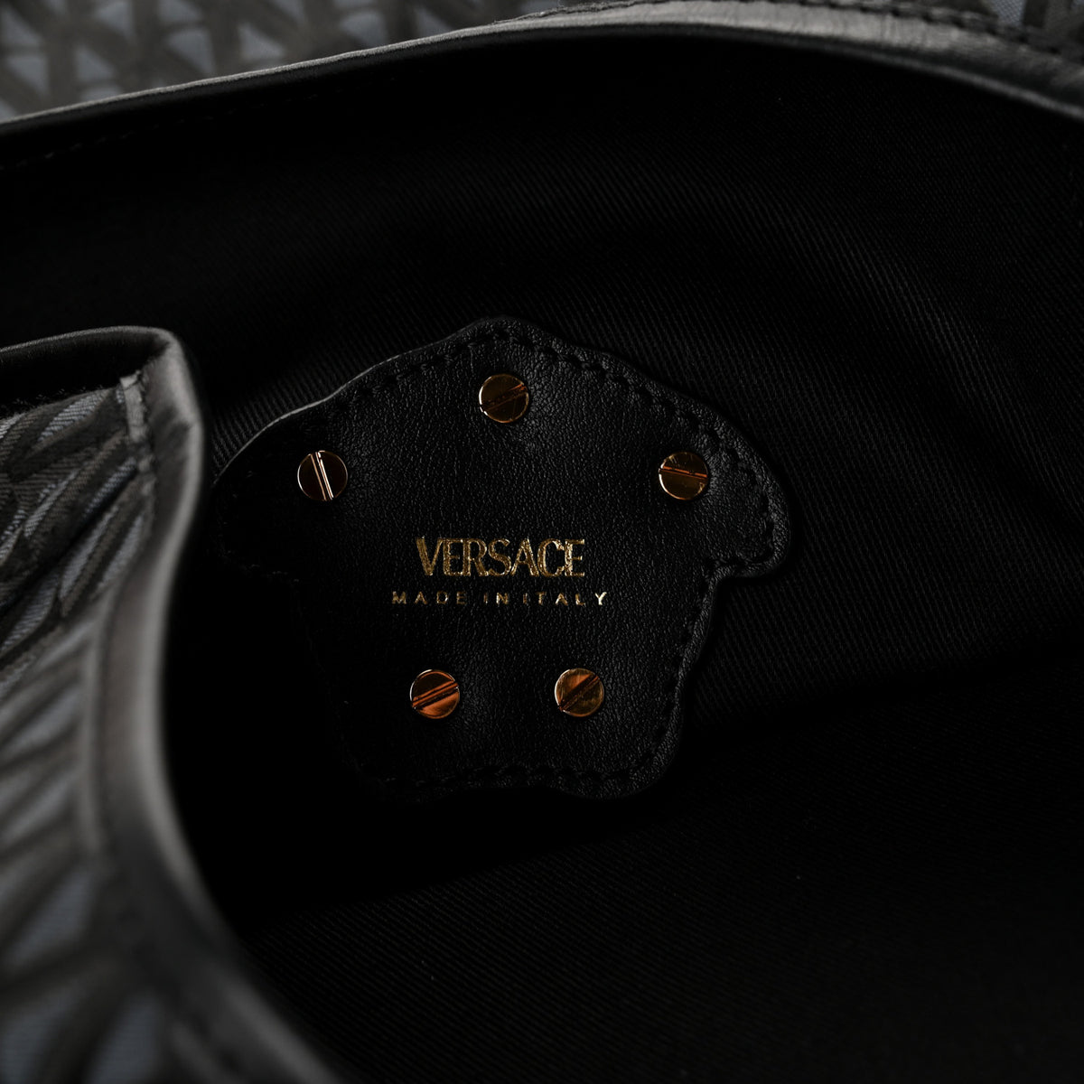 Fabric Jacquard Calfskin La Medusa Tote  Black