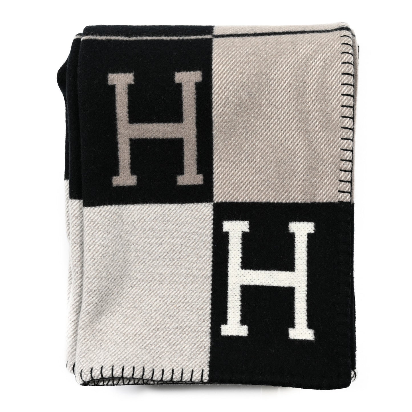Wool Cashmere Avalon III Blanket Ecru Black