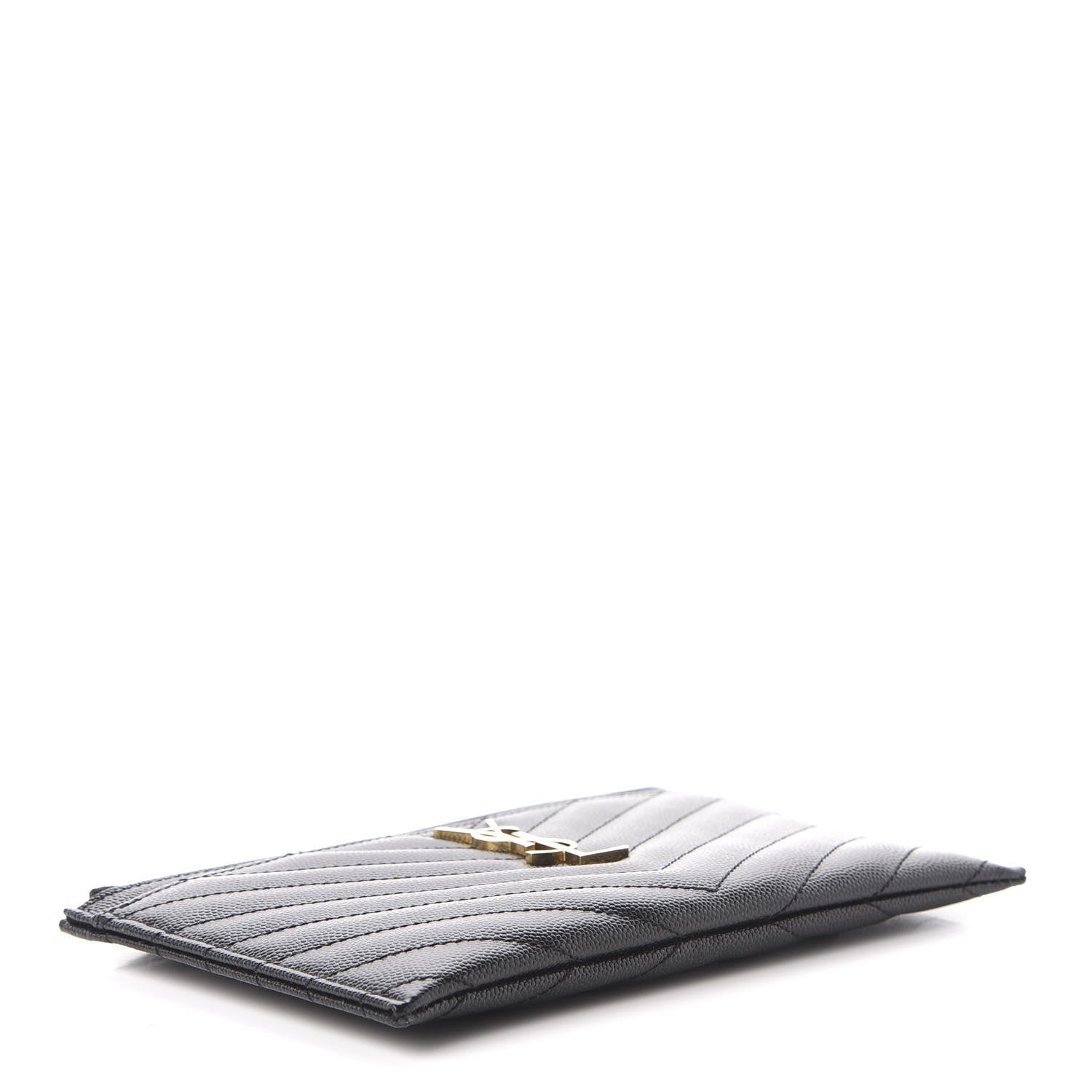 Saint Laurent Grain De Poudre Chevron Monogram Bill Pouch Black 4 of 8