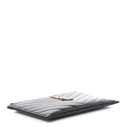 Saint Laurent Grain De Poudre Chevron Monogram Bill Pouch Black 4 of 8