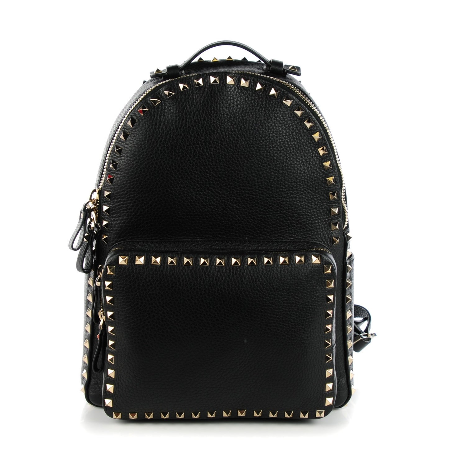Grained Calfskin Medium Rockstud Backpack Black