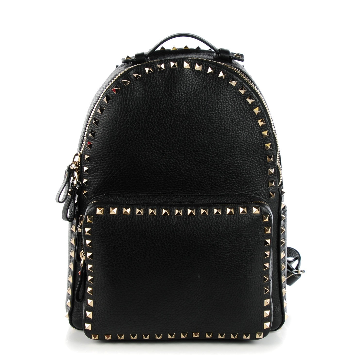 Valentino Garavani Grained Calfskin Medium Rockstud Backpack Black 1 of 8