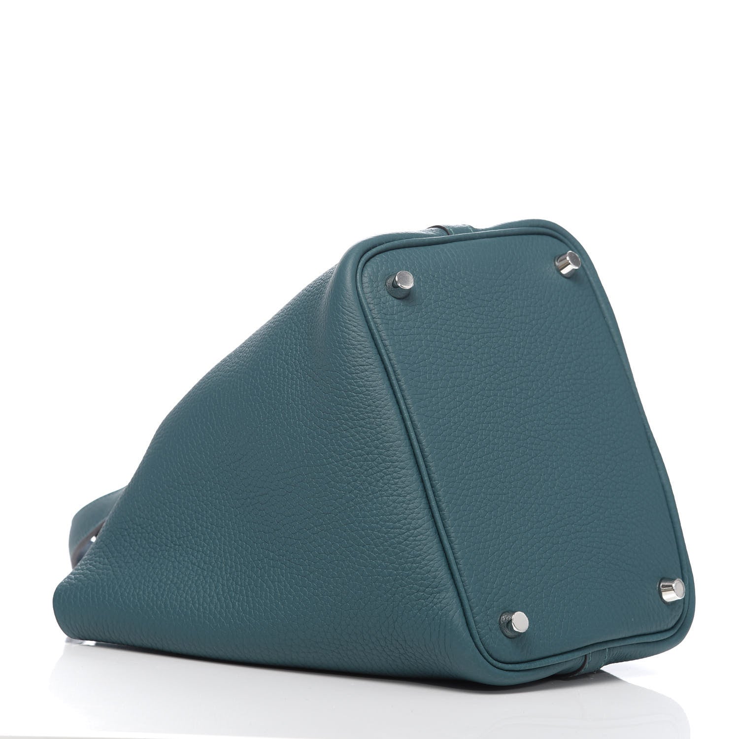 Hermes Taurillon Clemence Eclat Picotin Lock 18 PM Vert Bosphore Deep Blue 4 of 11