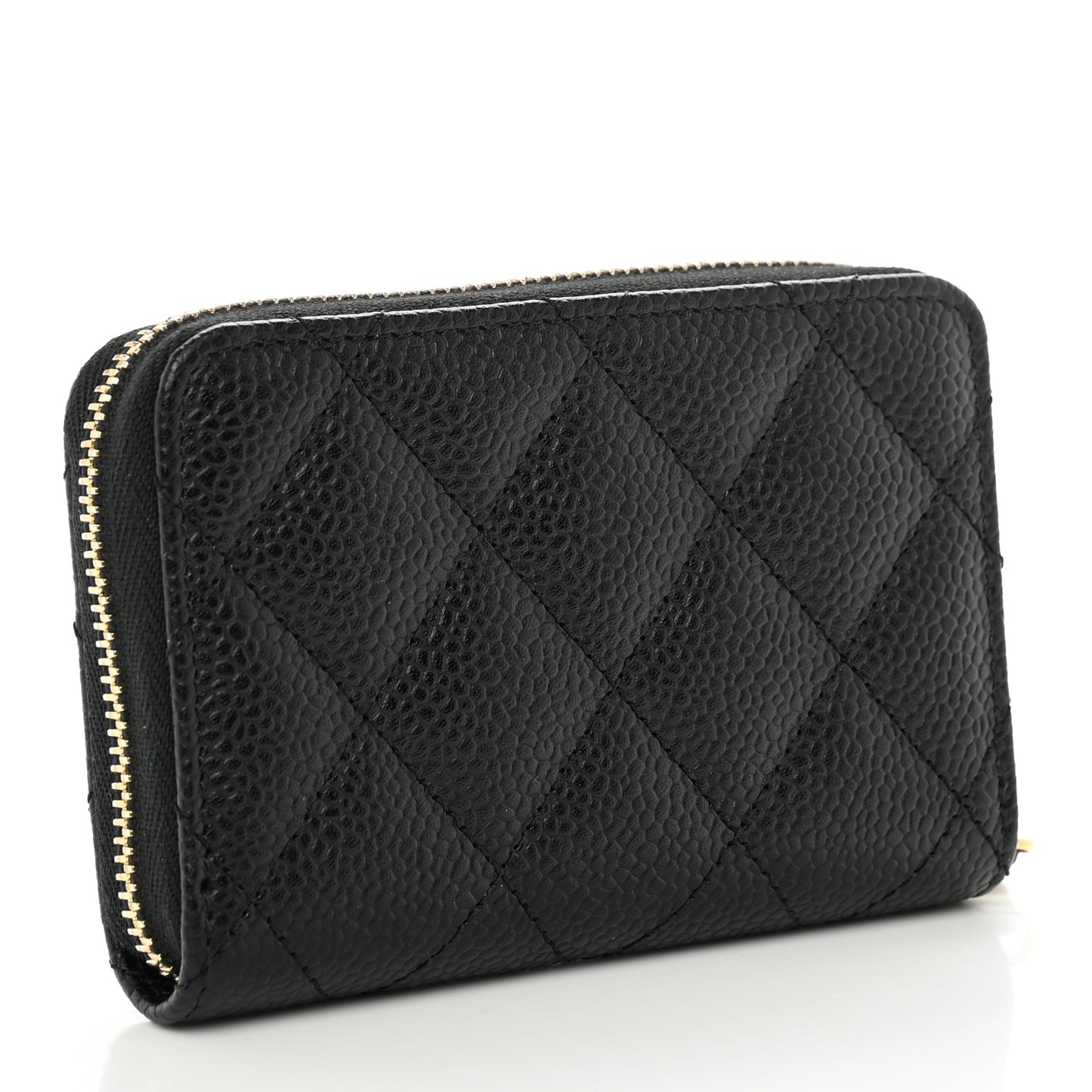 Caviar Quilted Zip Coin Purse Black