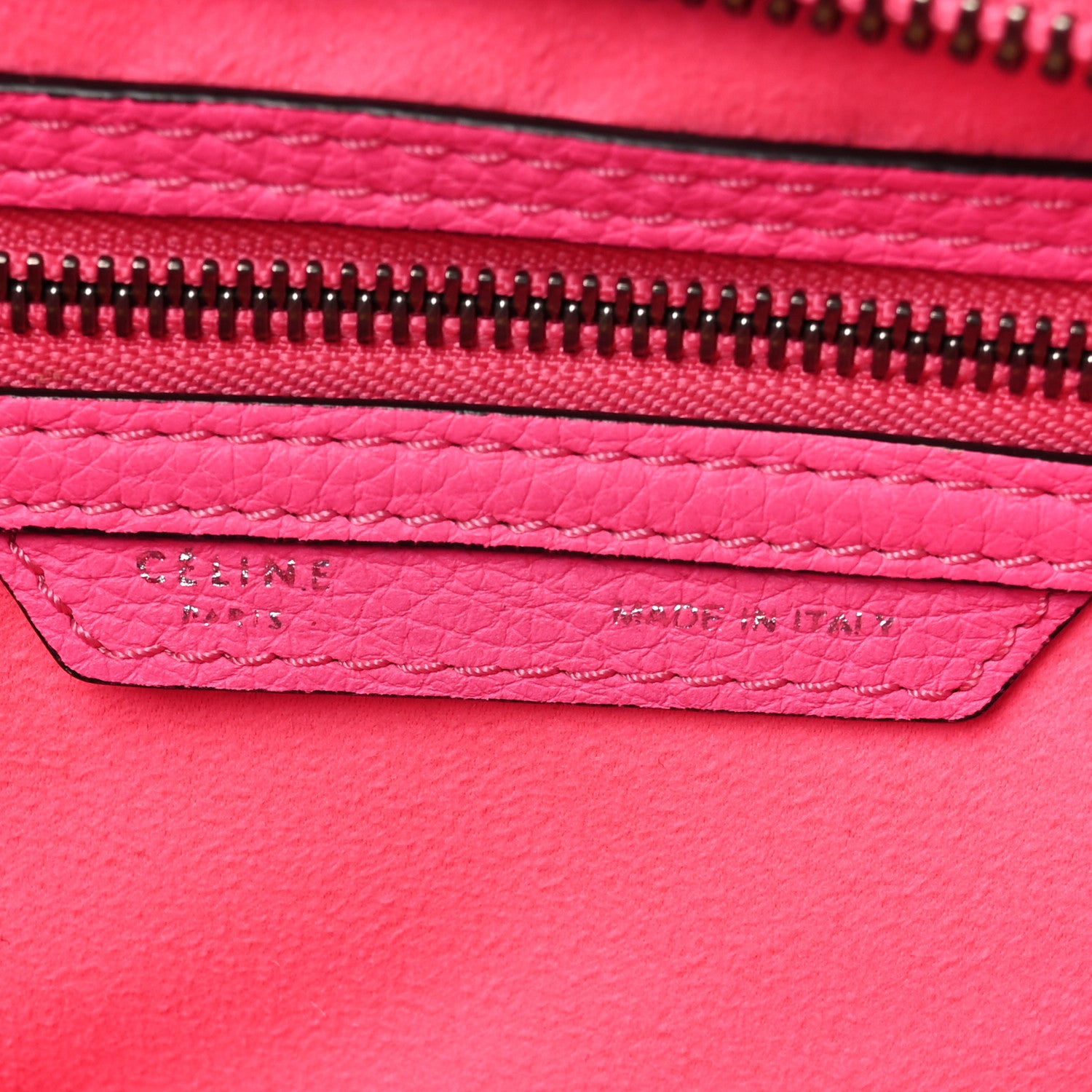 Celine Drummed Calfskin Mini Luggage Fluo Pink 6 of 10