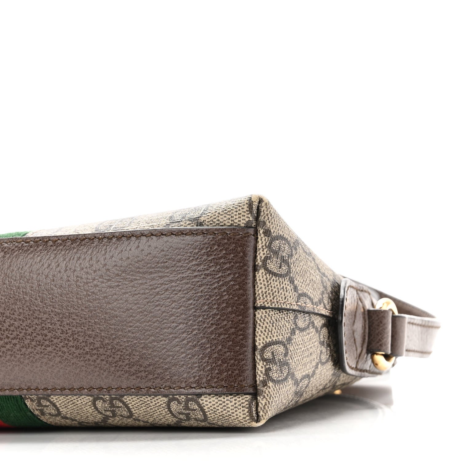 Gucci GG Supreme Monogram Textured Dollar Calfskin Web Small Ophidia Dome Shoulder Bag Beige Ebony New Acero 9 of 9