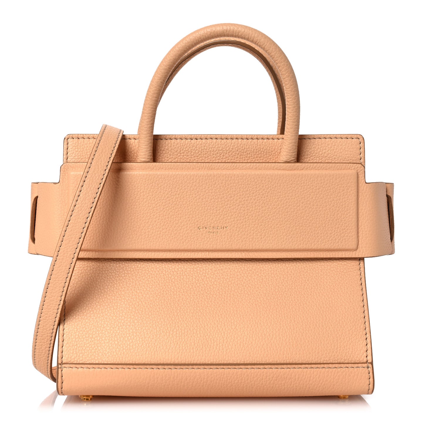 Grained Calfskin Mini Horizon Satchel Beige