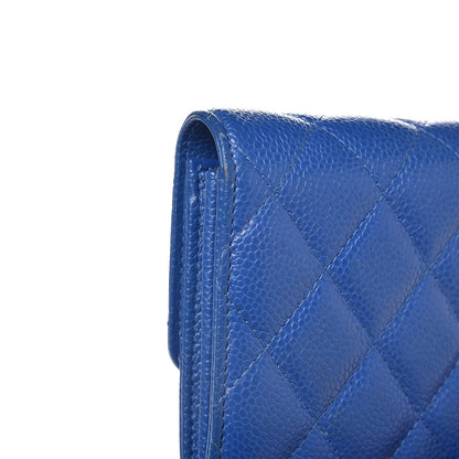 Chanel Caviar Quilted Large Gusset Flap Wallet Blue 11 of 15